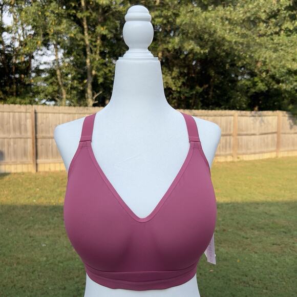 Victoria's Secret VSX Incredible Plunge Sports Bra 36B Rose Racerback Gym NWT - Picture 2 of 8